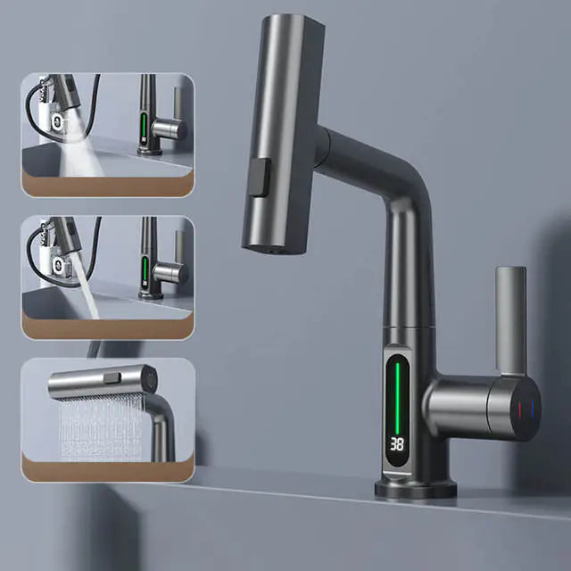 Digital Display Waterfall Basin Faucet